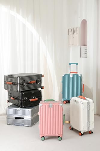 24 Inch Checked Luggage with Leather Handle