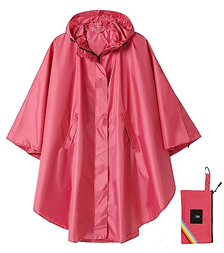 Unisex Rain Poncho Hooded Waterproof Raincoat for Adults Women