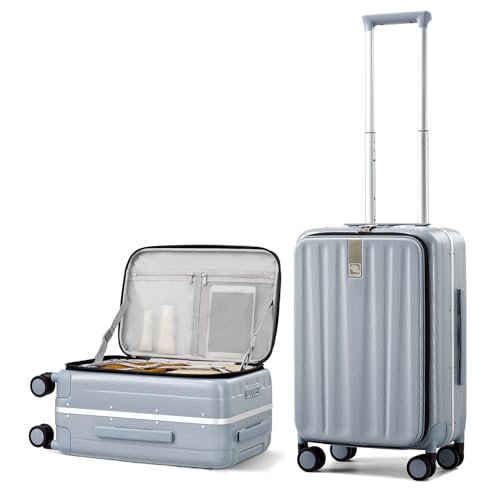 20 Inch Carry On Suitcase PC Hardshell Luggage Top Open Aluminum Frame Rolling Suitcases with Wheels Travel Luggage for Woman Men Gifts