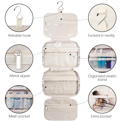 Travel Toiletry Bag for Women Large Hanging Makeup Bag Organizer Toiletries Bag for Full Size Essentials Accessories Cosmetics