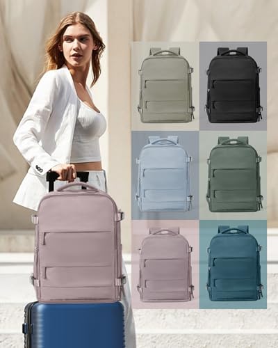 Large Travel Backpack Carry On for Women Man Waterproof Gym Backpacks with Laptop Compartment Mochila de Viaje Teacher Personal Item Backpack Rucksack Airplane Accessories Must Haves Lotus Pink