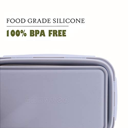 4 Pack Collapsible Silicone Food Containers Storage Lunch Bento Box with Lid BPA Free for Camping (4 Count)