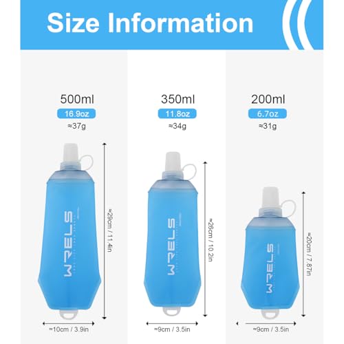 200ml/350ml/500ml Collapsible Soft Flask,BPA Free Folding Soft Water Bottle with Hanging Ring,Lightweight TPU Hydration Flask for Running Marathon Cycling Hiking(200ml-2 Packs) (2 Count)