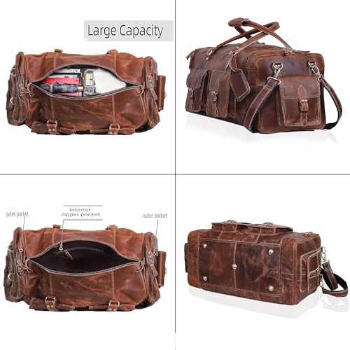 Large duffel bags for men holdall leather travel bag overnight gym sports weekend bag 32 Inch
