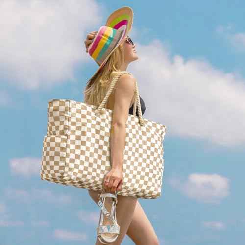 Beach Bags for Women Large Waterproof Beach Tote Bag Zipper Beach Bags Waterproof Sandproof Swim Pool Bag Large Tote