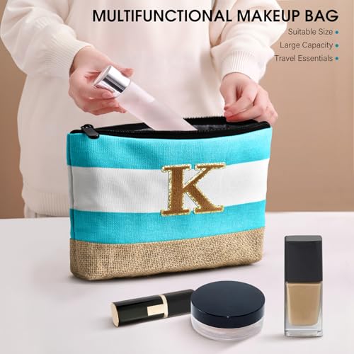 Beach Bag Initial Beach Tote with Makeup Bag for Travel