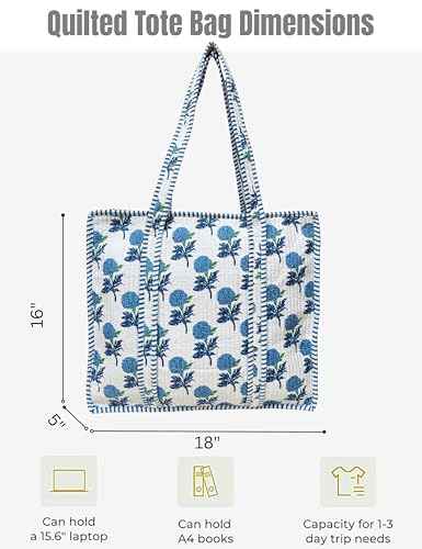 100% Cotton Quilted Tote Bag For Women