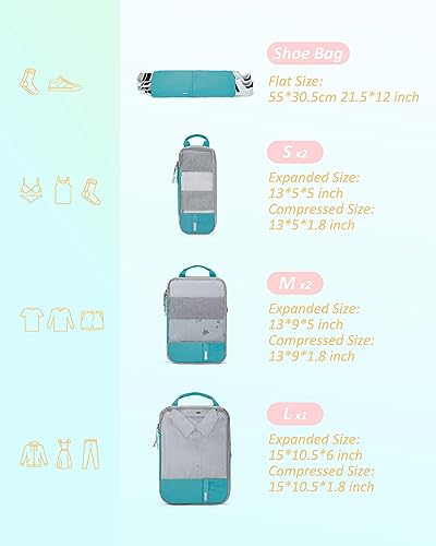 6 Set Compression Packing Cubes for Travel