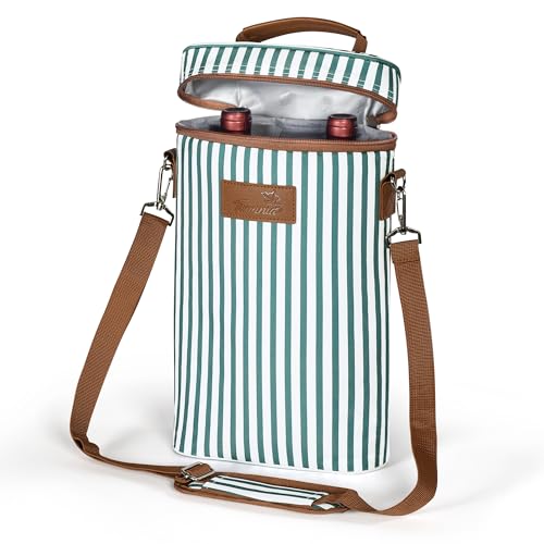 2 Bottle Insulated Wine Tote Carrier Bag