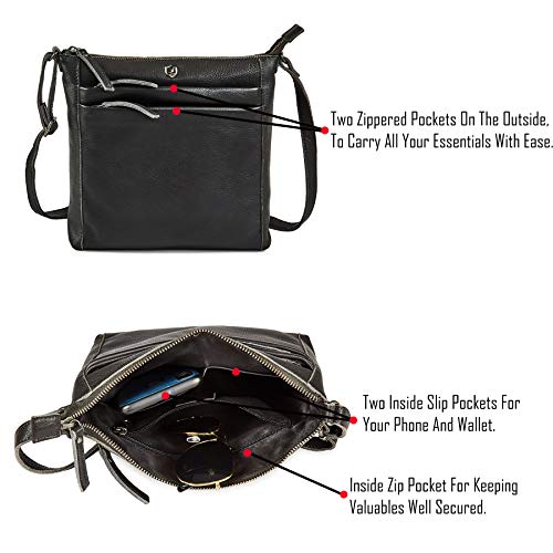 Leather Crossbody Bags for Women Small Genuine Nappa Purse Multi