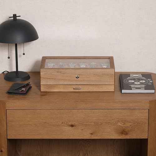 12 Slot Solid Walnut Watch Box with Valet Drawer