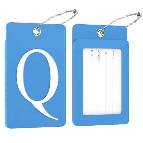 2 Pack Initial Luggage Tags for Suitcases Airplane Travel Essentials (2 Count)