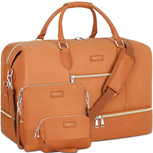 Weekender Bag for Women 21.5" Travel Duffel Large Carry On Bag 3PCS (3 Count)