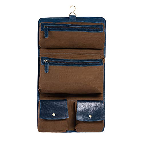 Premium Buffalo Leather Roll Toiletry Bag Travel Dopp Kit