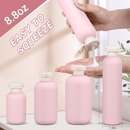 8.8oz 4pack Refillable Travel Shampoo and Conditioner Bottles (4 Count)