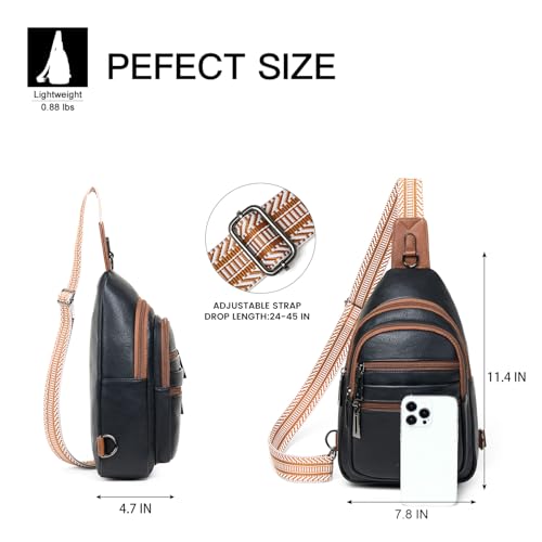 Sling Bag for Women Crossbody Fanny Cross Body Handbag Sling Purse Vegan Leather Trendy Gifts Travel Shoulder Bag Anti Theft Brown