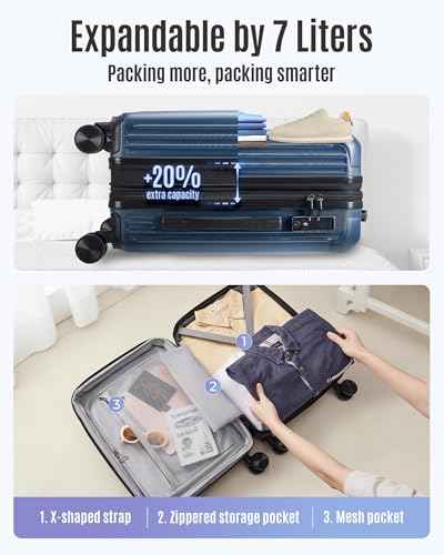 20 Inch Carry On Luggage 22x14x9 Airline Approved (3 Piece)