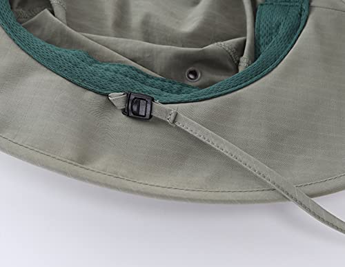 UPF 50+ Men's Sun Hat Wide Brim Fishing Hat Light Weight Safari Bucket Hat Army Green
