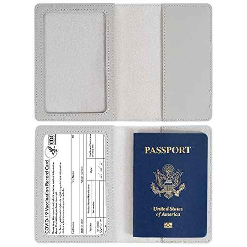 2 Pack Passport covers and Vaccine Card Holder PU Leather Passport Wallet Vaccine Case Protector Slot Travel Passport Wallets for Women & Men (2 Count)
