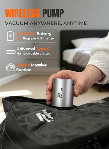 Vacuum Bags for Travel with Wireless Pump