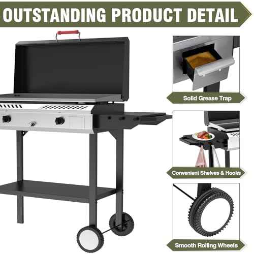 2 Burner Outdoor Propane Gas Stove with Auto Ignition & Regulator