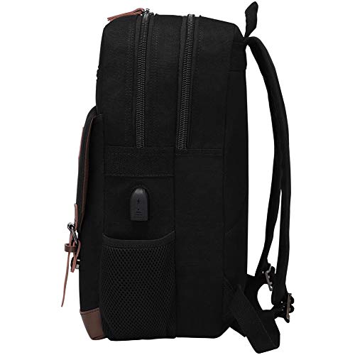 Vintage Canvas Backpack with USB Charging Port