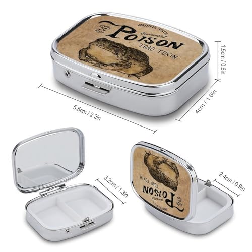 Metal 2 Compartment Pill Organizer Travel Friendly Portable Compact Pill Box Cute Pill Case to Hold Vitamins