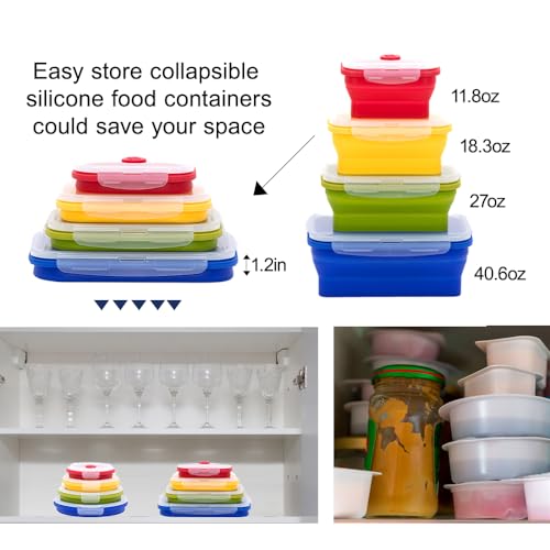 Collapsible Silicone Food Storage Container Set (8 Count)