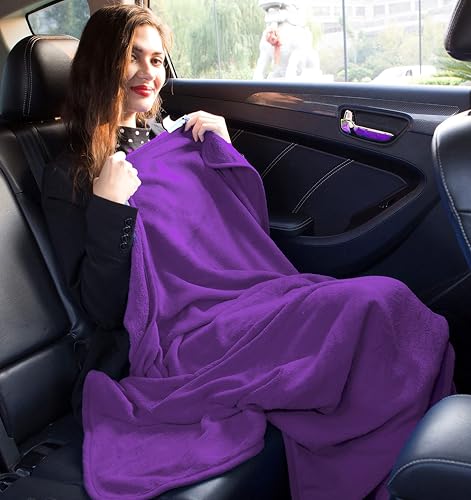 Premium Soft Travel Blanket Plush Airplane Long Flights
