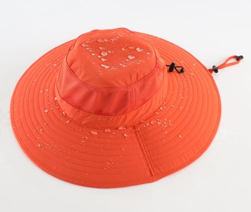 UPF50+ Mens Womens Sun Hat Wide Brim Fishing Hat Large Foldable Sun Protection Hat Beach Gardening Hat Orange