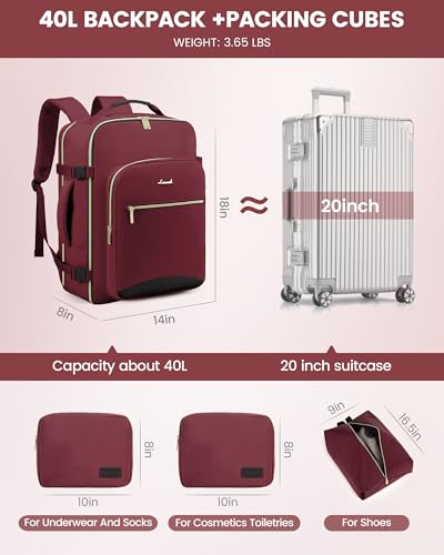 40L Travel Backpack Flight Approved Carry on Backpack
