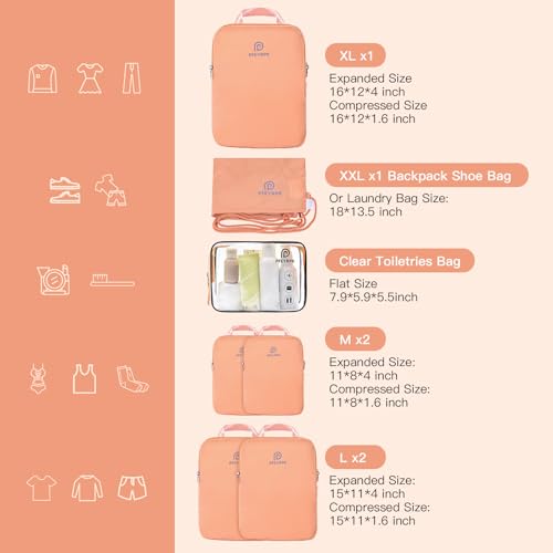 Lightweight Compression Packing Cubes for Suitcases (7 Count)
