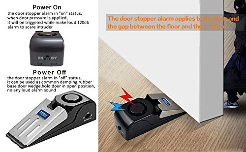 Upgraded 2 in 1 Portable Door Stopper Floor Wedge Security Alarm Loud 120db Entrance Alert Door Stop Alarm for Travel Home Apartment House (3 Count)