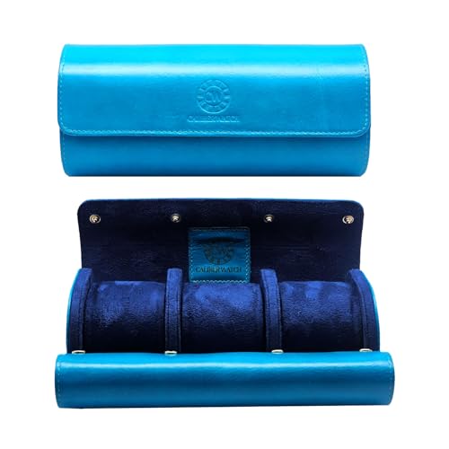 Genuine Napa Leather Watch Roll Travel Case for 3 Watches