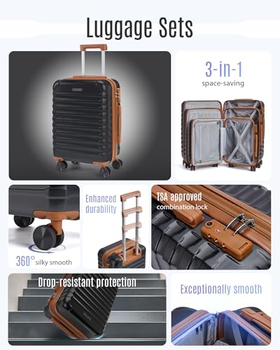 Luggage Sets 3 Pcs Suitcase with Wheel (3 Count)