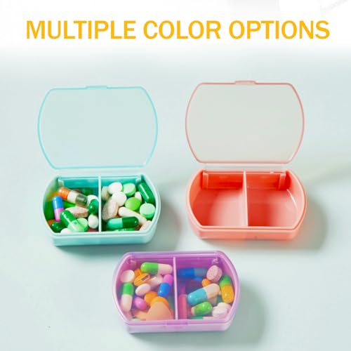 2PCS Small Pill Case Travel Pill Box Cute Pill Organizer for Purse Portable Daily Medicine Organizer 2 Compartment Pill Holder for Vitamins (2 Count)