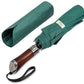 Folding Umbrella Lux Hardwood Handle Herringbone Jade Green