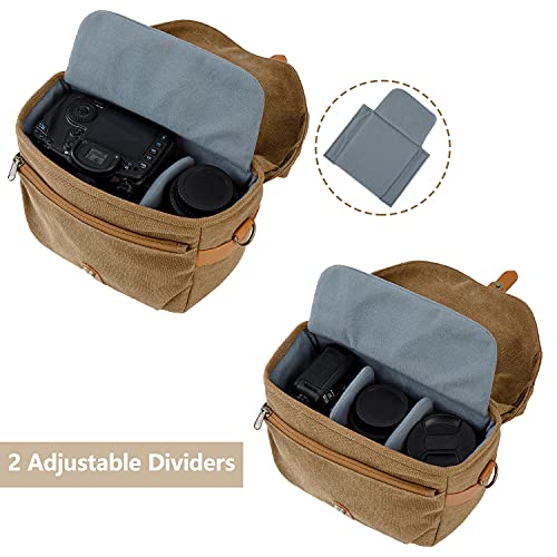 Canvas Crossbody Camera Bag with Rain Cover for Women Men