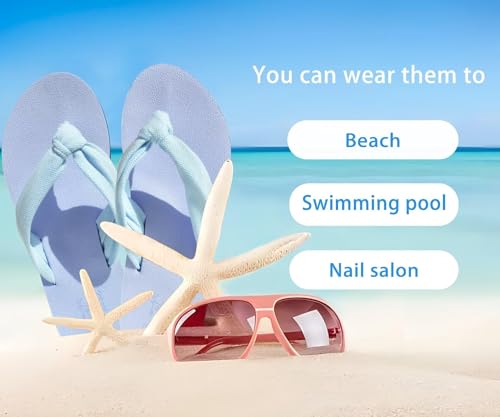 Flip Flops for Women Arch Support Summer Beach Sandals Blue Size 9