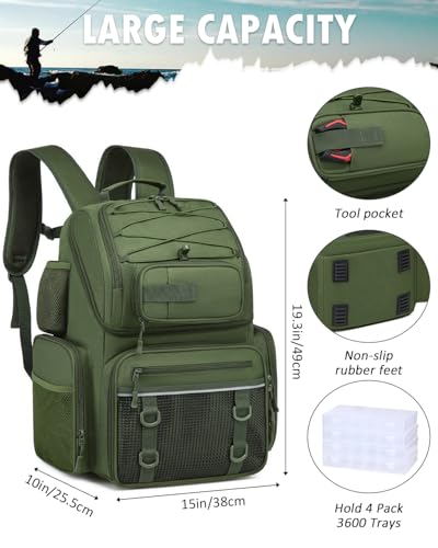 50L Fishing Backpack with Tackle Boxes