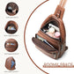 Sling Bag for Women Crossbody Bags Fanny Packs Over Shoulder Bag Sling Purse Backpack Vegan Leather Travel Handbag Purse Gifts Brown