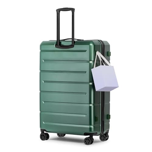28 Inch Luggage with Wheels Hardshell Large Suitcase Lightweight Big Checked Luggage with TSA Lock Travel Rolling Suitcase for Women Men Green