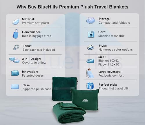 Premium Soft Travel Blanket Pillow Flight Traveling