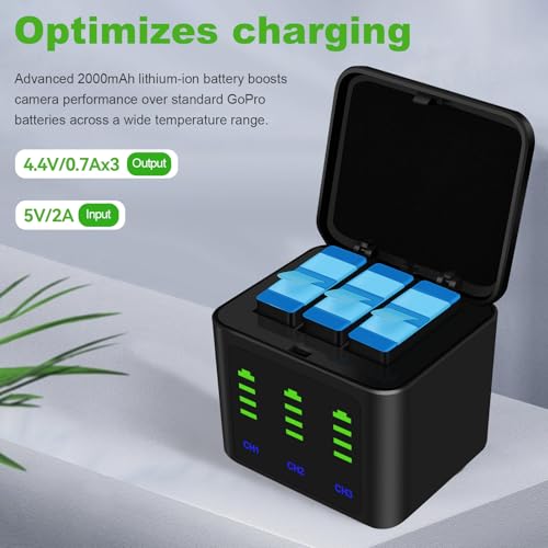 Battery Charger Kits for GoPro Hero 12 11 10 9 Black (3 Count)