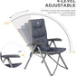 Padded Camping Chair 4 Positon Adjustable Recliner Grey