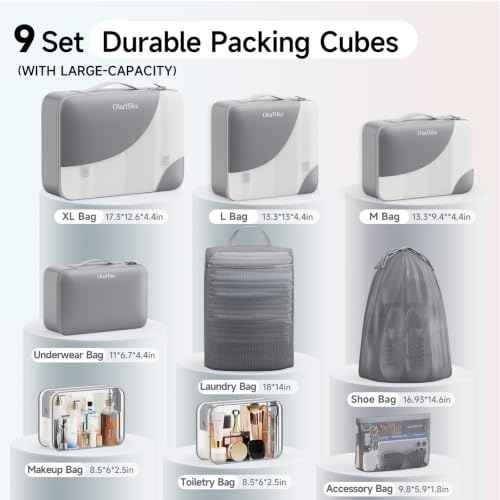 9 Set Packing Cubes for Travel (9 Count)
