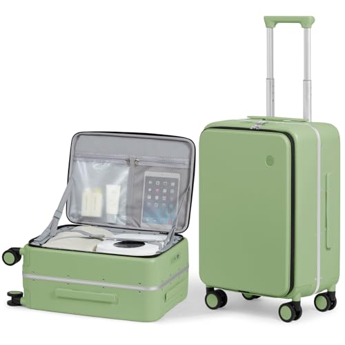 20 Inch Carry On Luggage 22x14x9 Airline Approved PC Hard Shell Suitcase Top Opening Aluminum Frame Travel Suitcases with Wheels
