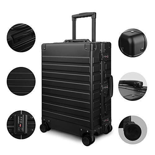 All Aluminum Luggage with TSA Locks Metal Hard Shell Zipperless Spinner Alloy Metal Suitcase