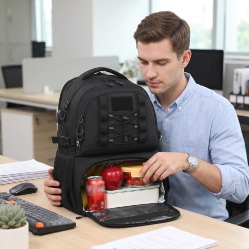 40L Laptop Lunch Backpack for Men with Lunch Compartment and USB Port