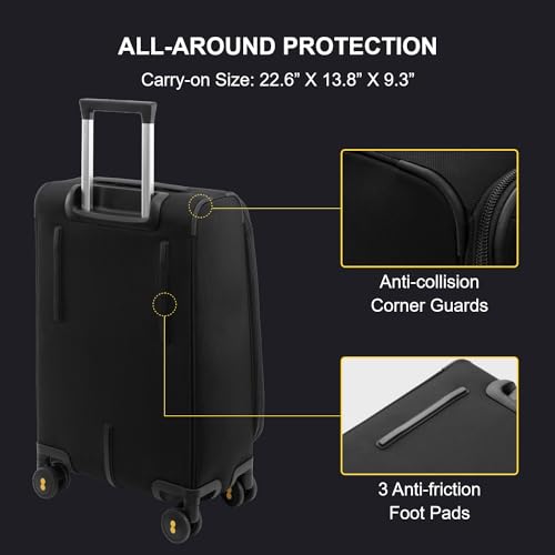 Carry On Luggage Airline Approved with Compartment Expandable Black